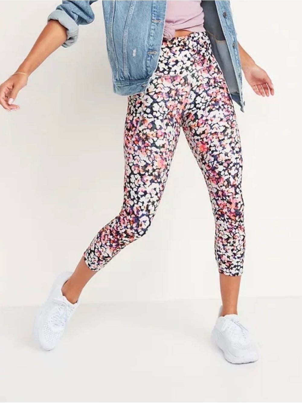 Floral Multi-Color Cropped Leggings Old Navy Medium